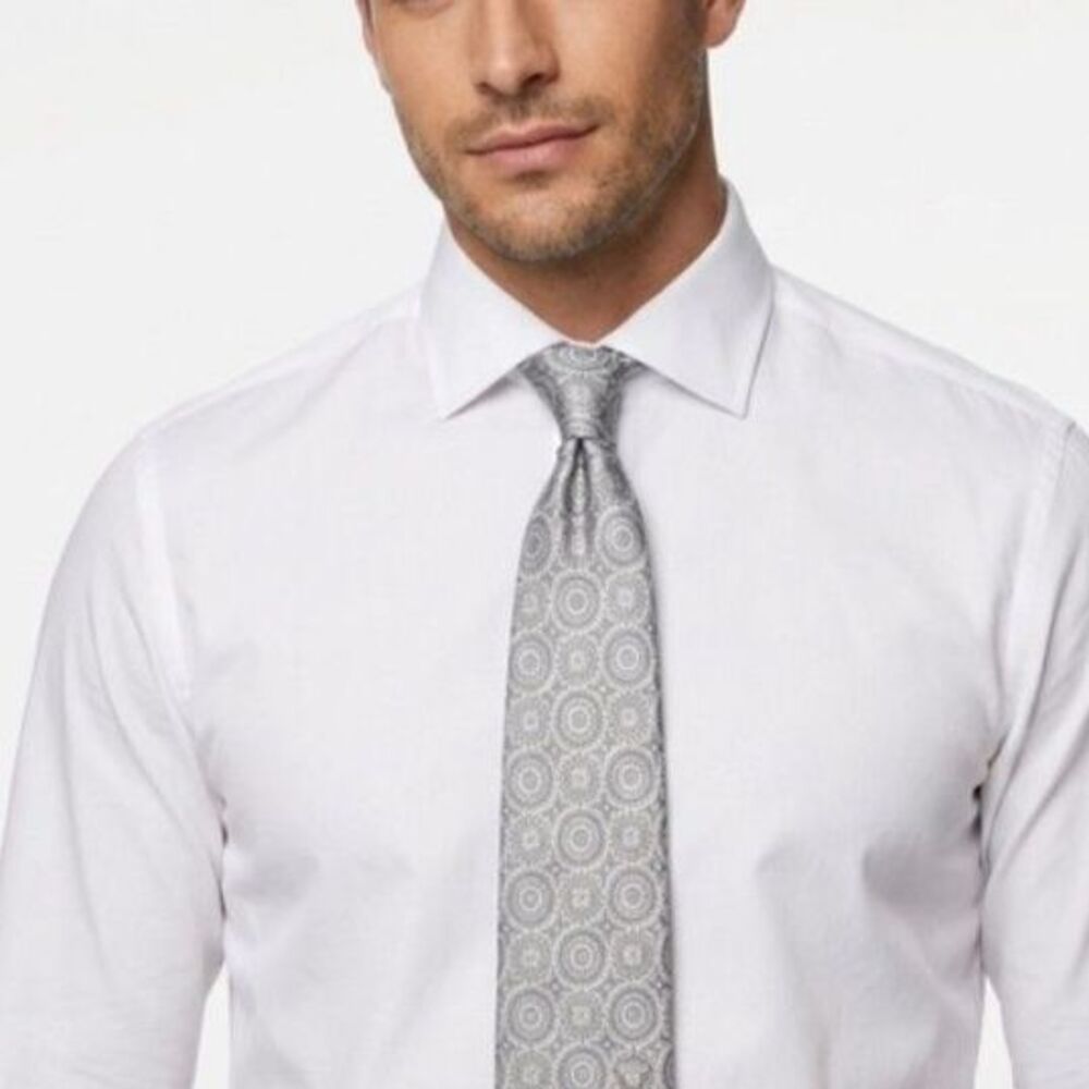 Versace Men's Silver Gray 100% Silk Medallion Medusa Head Logo Italy Tie